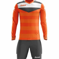 Zeus Ropa Para Porteros|Equipaciones^Argo Conjunto de portero Manga larga Camiseta con pantalones cortos naranja neón gris