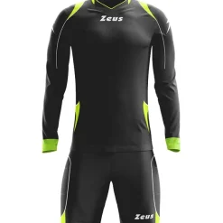 Zeus Ropa Para Porteros|Equipaciones^Paros Conjunto de portero Camiseta de manga larga con pantalones cortos Negro Amarillo Neón